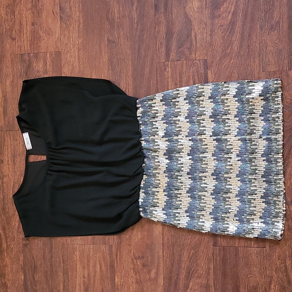 Black party dress with sequin bottom, size large